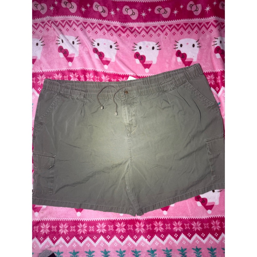 Big Dogs Mens 4X Green Cotton Cargo Shorts Elastic Waist Drawstring Utility